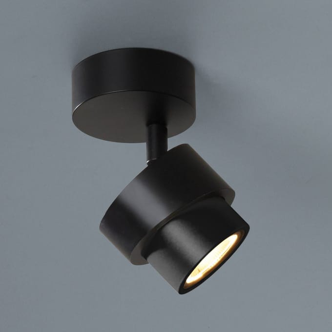 Escale LED-spot BRUSH, zwart, Ø 7 cm, metaal, dimbaar, 2.700 K