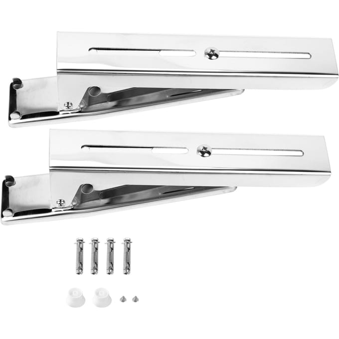 2x Support de Four à Micro-ondes de Cuisine en Acier Inoxydable Robuste Pliable Extensible Montage Mural Étagère white