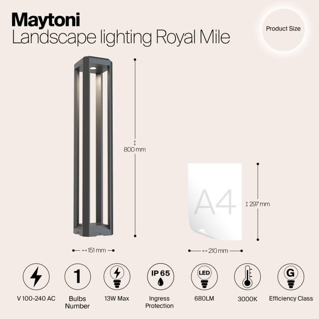 Maytoni Outdoor - Landschapsverlichting Royal Mile - Grijs