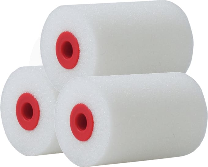 Set van 3x stuks schuim precisie verfrollers lakroller 2,5 x 5 cm - Verfspullen - Schildersbenodigheden