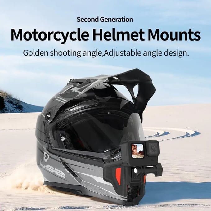 TELESIN Motorhelm Mount Strap Flodable Front Chin Mount voor GoPro 13 12 11 10 9 DJI Osmo Action 3 Insta 360 Accessoires