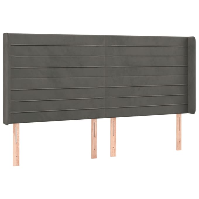 vidaXL - Hoofdbord - LED - 163x16x118/128 - cm - fluweel - donkergrijs