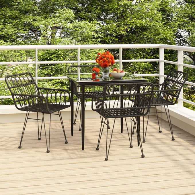 vidaXL - 5-delige - Tuinset - poly - rattan - zwart