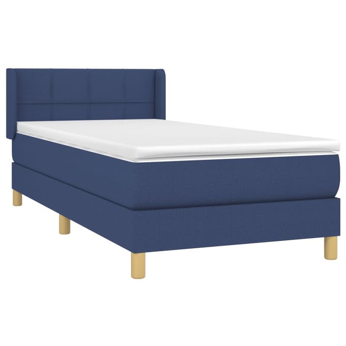 vidaXL - Boxspring - met - matras - stof - blauw - 90x190 - cm