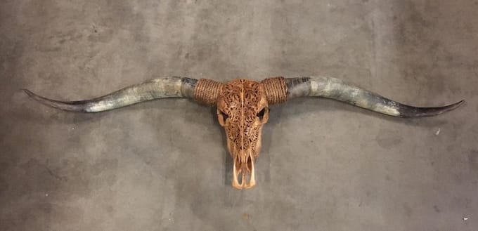 Longhorn Skull gegraveerd - Longhoorn - 160 cm premium