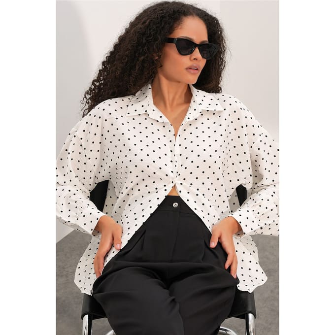 Oversized Polka Dot Crêpe Shirt