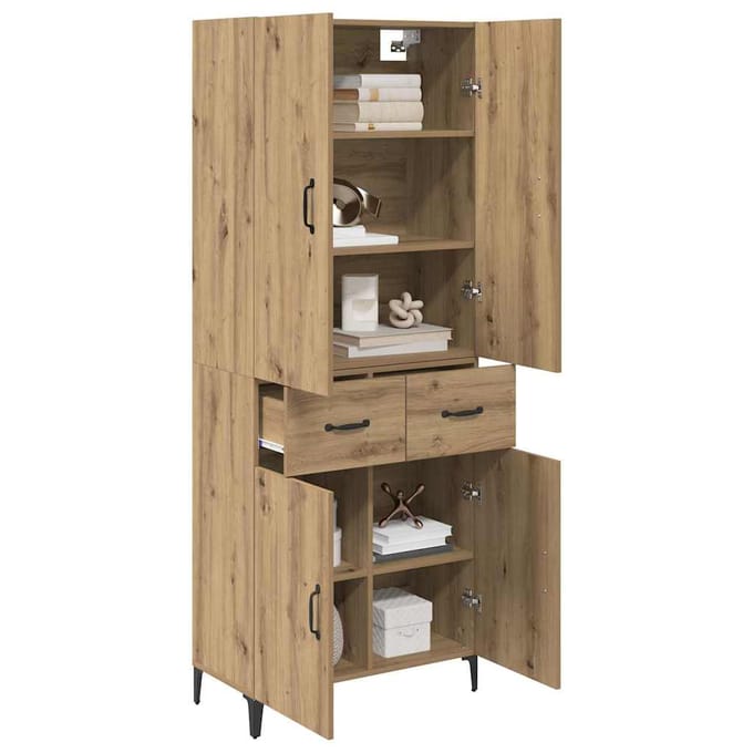 vidaXL - Highboard - Artisan - Eiken - 69,5 - x - 34 - x - 180 - cm - Bewerkt - hout