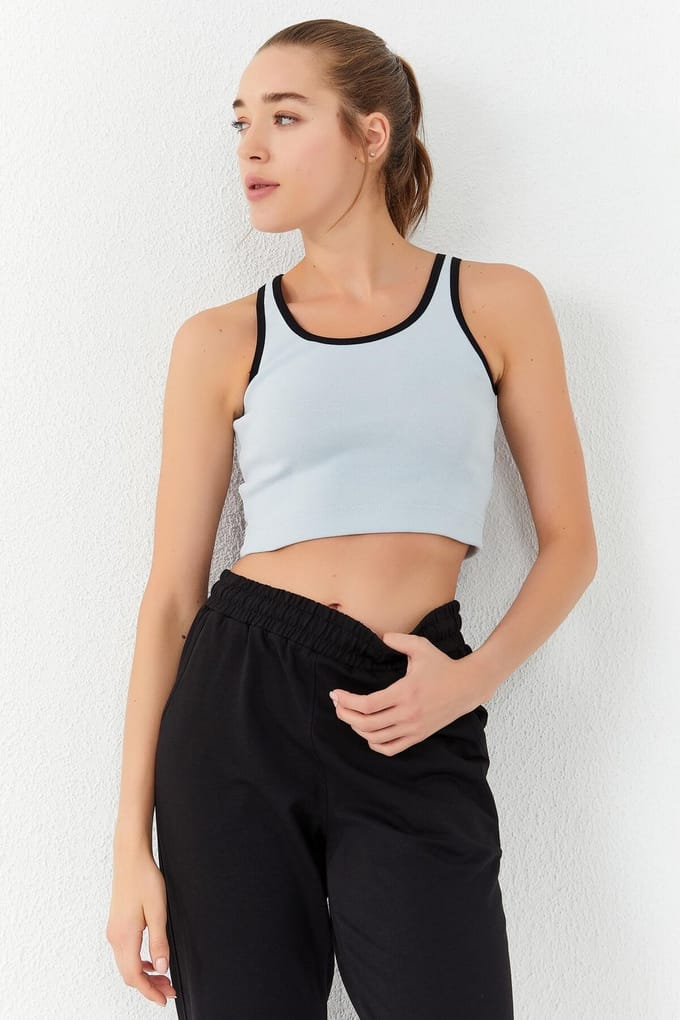 Geribbelde Mouwloze Crop Top