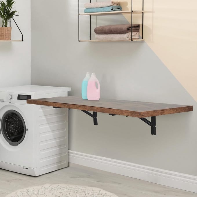 Opklapbare Wandtafel, Zwevend Bureau met Plank - Ruimtebesparend en Flexibel
