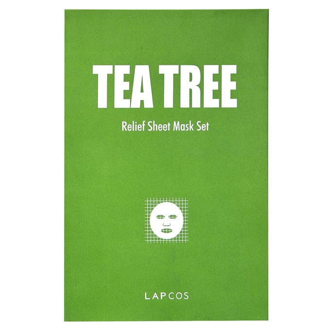 Lapcos, Tea Tree Relief Beauty Sheet Mask Set, 5 sheets, 25 ml (0.84 fl oz) each