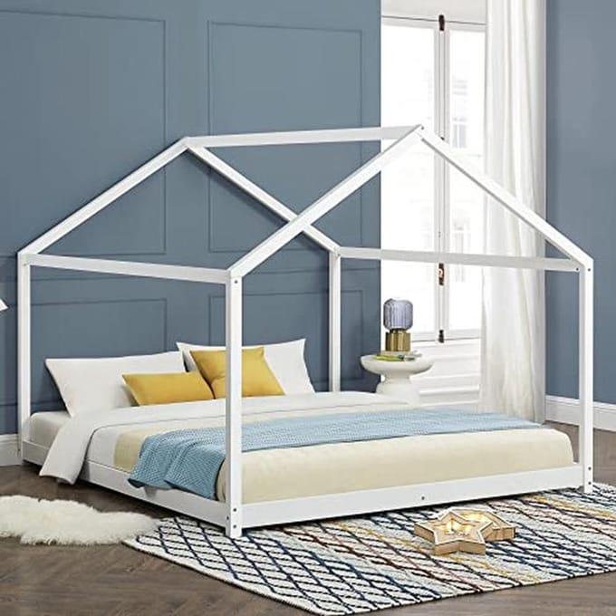 Kinderbed in Huisvorm met Lattenbodem 160x200 cm - Wit