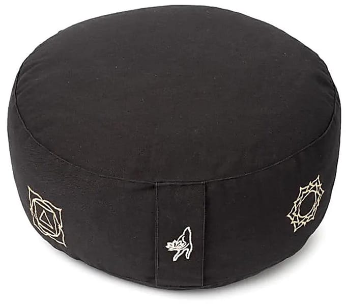 Meditatiekussen zwart 7 chakra’s biokatoen (OCS) – 33 cm x 17 cm