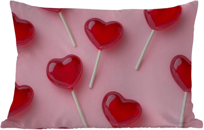 Buitenkussens - Lollies - Hartjes - Roze - 60x40 cm - Weerbestendig