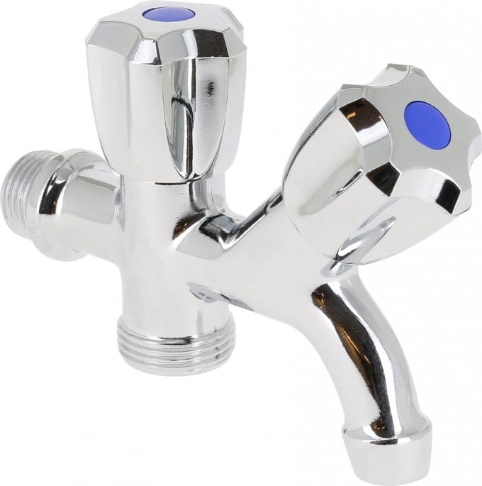 Dubbele tapkraan Bonfix - 1/2" muuraansluiting - 3/4" onderaansluiting