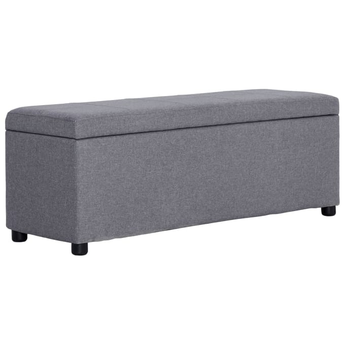 vidaXL - Bankje - met - opbergvak - 116 - cm - polyester - lichtgrijs