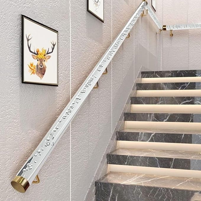 Acrylleuning - Trapleuning Goud - Veilig Traplopen - Sterke Draagkracht - 140 cm - Goud