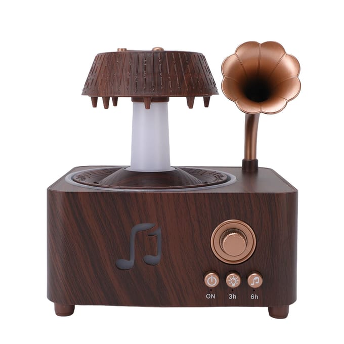 Diffuseur d'aromathérapie Goutte d'eau rotative Bluetooth Humidificateur Goutte de pluie Vintage avec Bruit blanc Télécommande pour gray