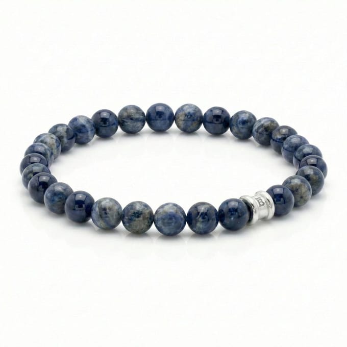STEEL & BARNETT - Kralenarmband Heren - Essential - Matte Sodaliet - Maat M