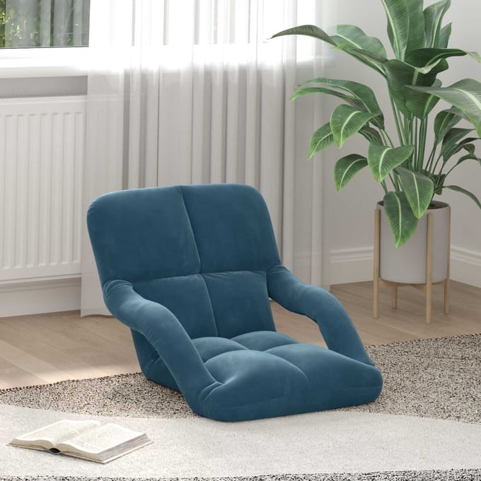 vidaXL - Verstelbare - vloostoel - Blauw - Fluweel