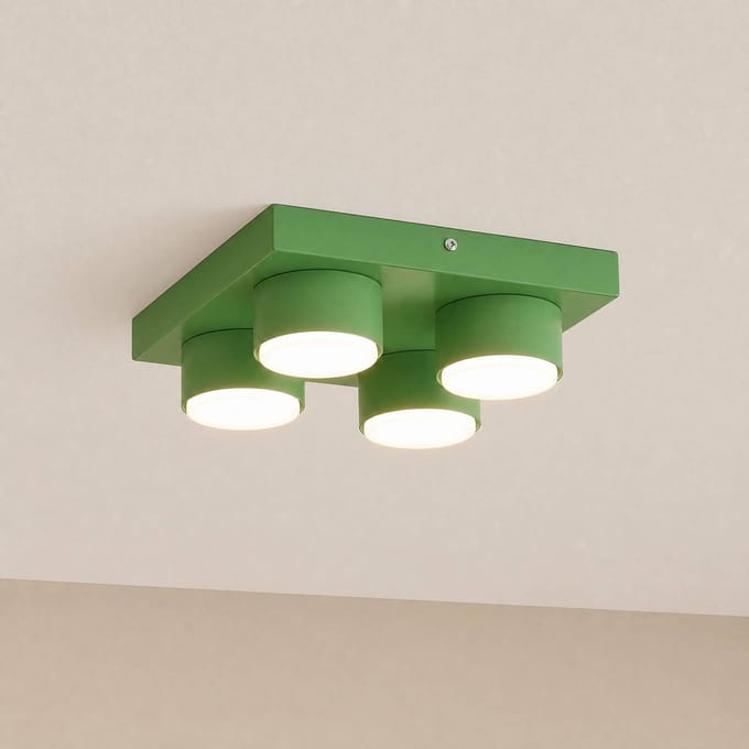 TK Lighting Plafondlamp Brix, groen, 23 cm lang, 4-lamps, GX53