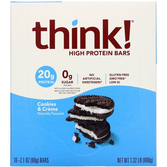 Pense!, Barre Hyperprotéinée, Cookies & Crème, 10 barres, 60 g (2,1 onces) chaque