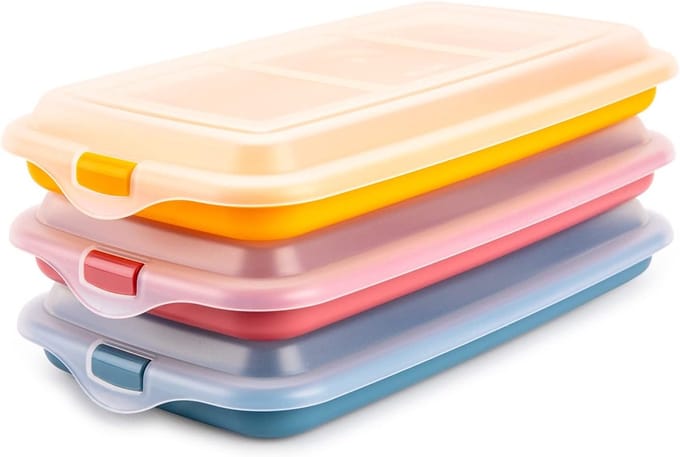 Famanu - Vershouddozen set van 3 – optimaal voor vleeswaren – luchtdicht – driekleurig design