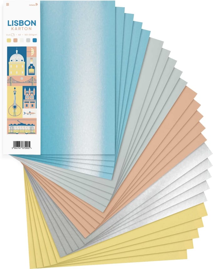 Netuno - set gekleurd Bristol-karton Lisbon - 5x5 - A4 - 21 x 29,7 cm - 25 vellen