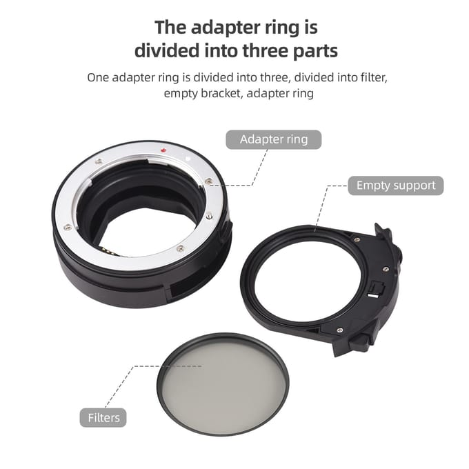 EF-EOSR PRO Lensadapter Autofocus Camera Mount Ring met ND-filter Elektronische Diafragmaregeling zwart