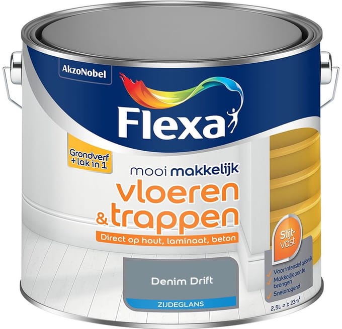 Flexa - Mooi Makkelijk Vloeren & Trappen Zijdeglans - Denim Drift - Mengverf - 2,5 L