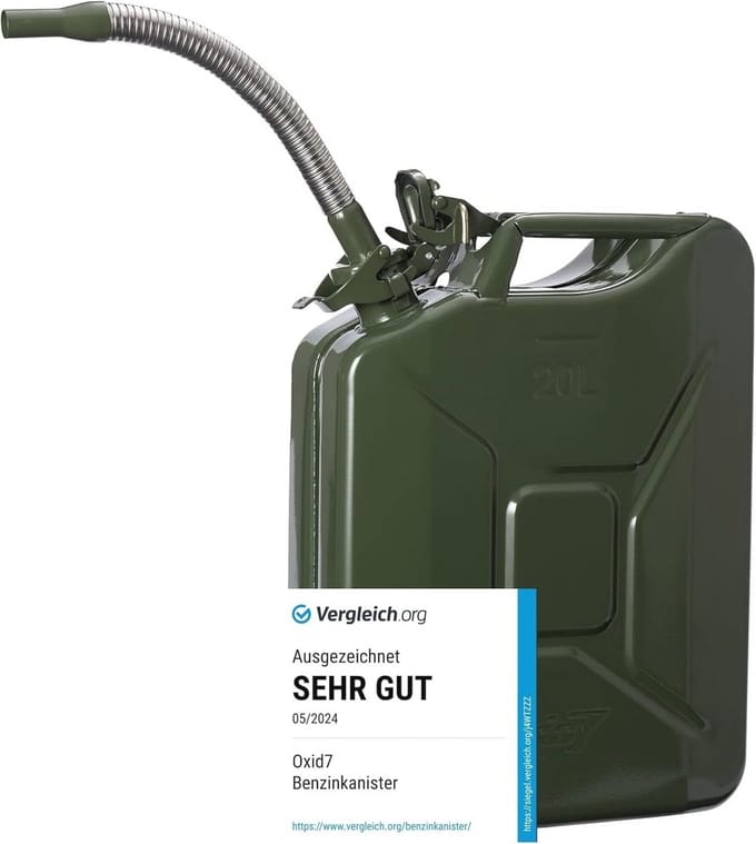 Metalen jerrycan 20 liter olijfgroen