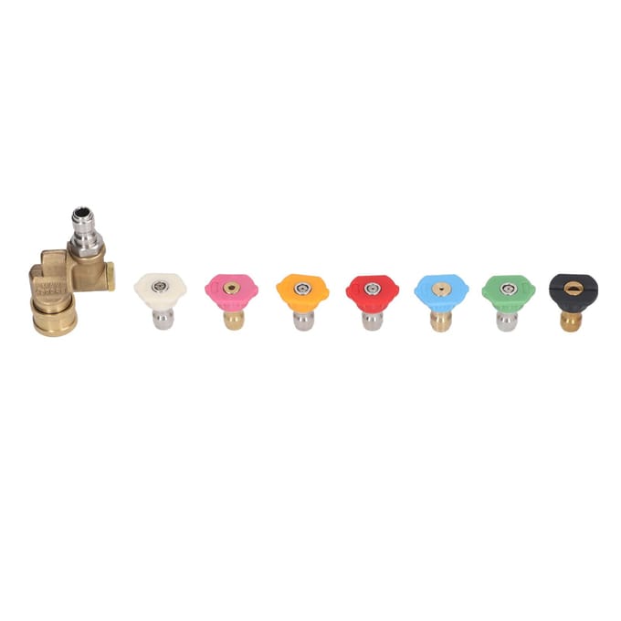 7PCS Hogedrukreiniger Spuitmondtips met Koppeling 14in Snelkoppelingsinterface 2.5GPM 4500PSI Meerdere Graden beige