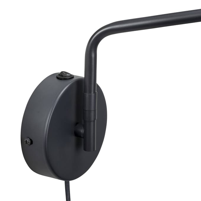 Dyberg Larsen wandlamp Manchester, grijs, uitsteek 45 cm