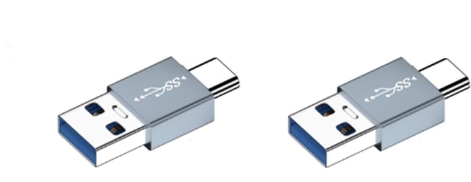 2-Pack Aluminiumlegering Type-C Male naar USB-A Male Rechte OTG Adapter