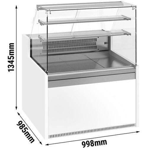 GGM Gastro Gebaksvitrine - 998x985mm - rechte ruit - met 1 deur - met 2 legroosters zilver