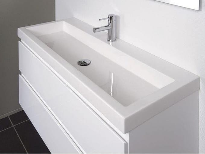 INK Dock wastafel Polystone met 1 kraangat 6x60x40cm Glans wit