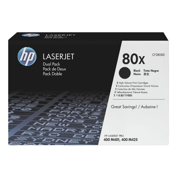 HP 80XD (CF280XD) Toner 2x Zwart Hoge capaciteit - Multipack