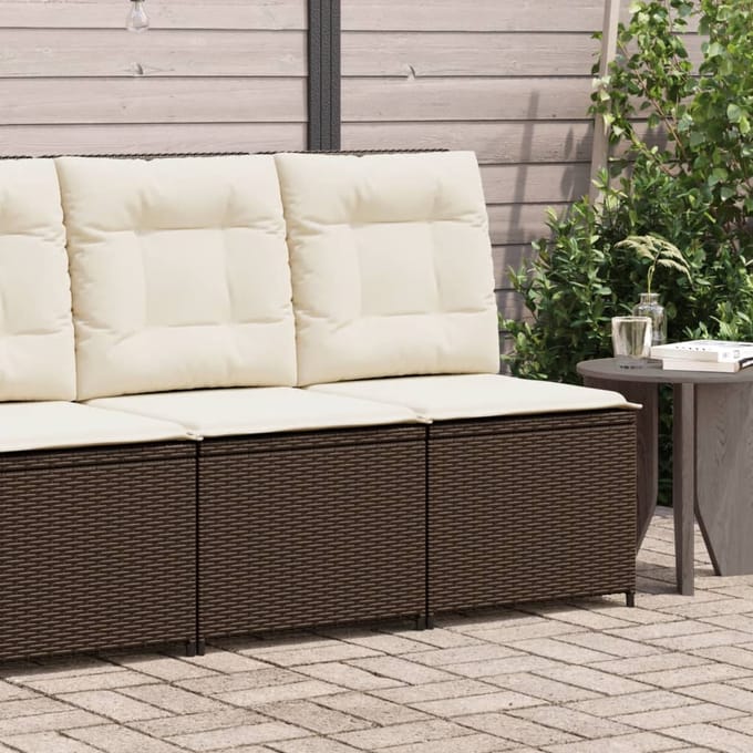 vidaXL - Tuinbank - verstelbaar - met - kussens - poly - rattan - bruin