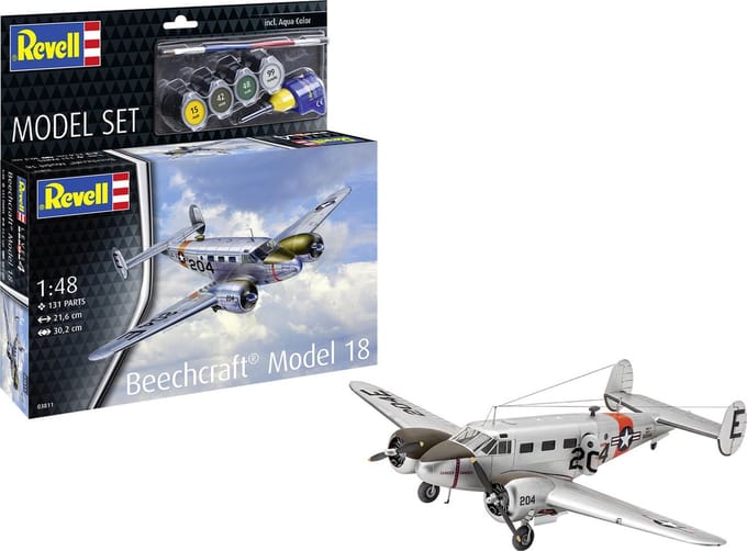 Revell Modelbouwpakket Vliegtuigen - 63811 Beechcraft Model 18 - Propeller Vliegtuig - Model Set Plastic - 1:48 - Modelbouw