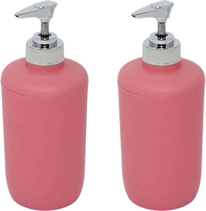 Concorde - Zeeppompje/zeepdispenser - 2x stuks - kunststof zalmroze 7 x 16 cm