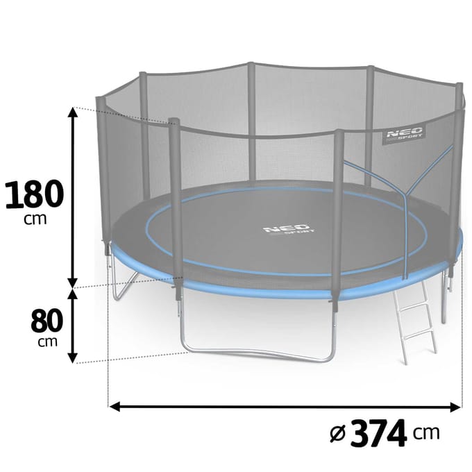 Neo-Sport Serie - Tuintrampoline - 374cm - Met Drabinka - Weerbestendig