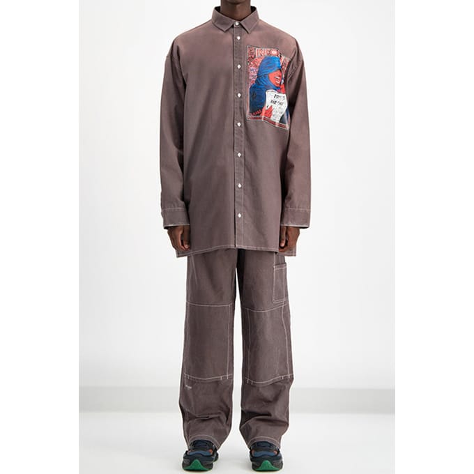 Daily Paper Grey Deni Shirt Maat: S | Overhemden Outlet | Unisex | Bruin