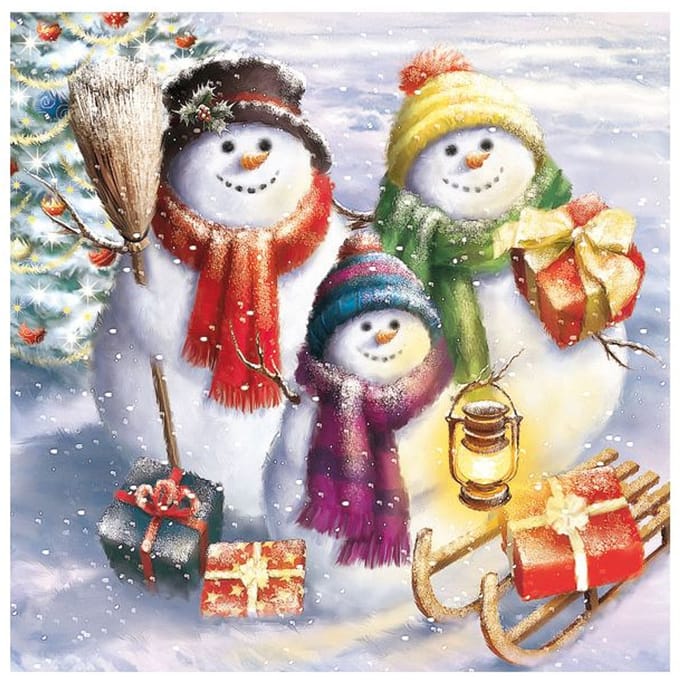 Lunch Servetten Snowmen Family - Ambiente - 33x33 cm