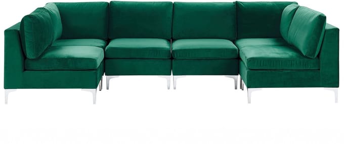 EVJA - Bank U-vormig - Groen - Symmetrisch - Fluweel