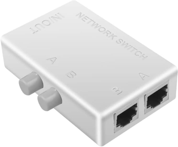 Netwerk Switch - LAN Splitter - Verbind Netwerken - Handmatige Bediening - 2 Poorten - Zwart