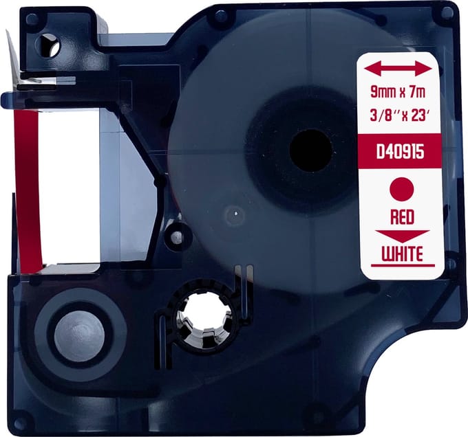 DULA Dymo D1 40915 - S0720700 - Compatible label tape - 1 lettertape - Rood op wit - 9mm x 7m