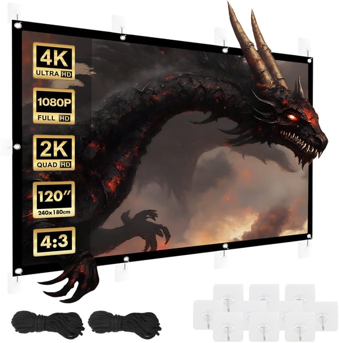 Maclean - Projectiescherm 120" - 240x180cm - 25mm 4:3 frame - spanhaken - MC-169