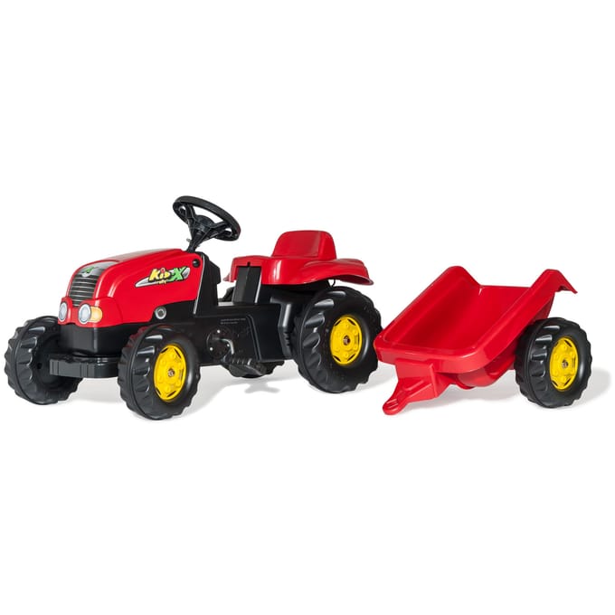 Rolly Toys rollyKid Rood - Traptractor met Aanhanger