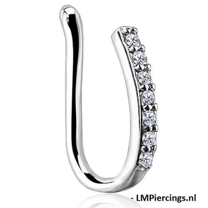FAKE neuspiercing lined prong-set bar - LMPiercings