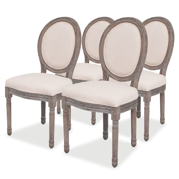 vidaXL - Eetkamerstoelen - 4 - st - stof - crèmekleurig