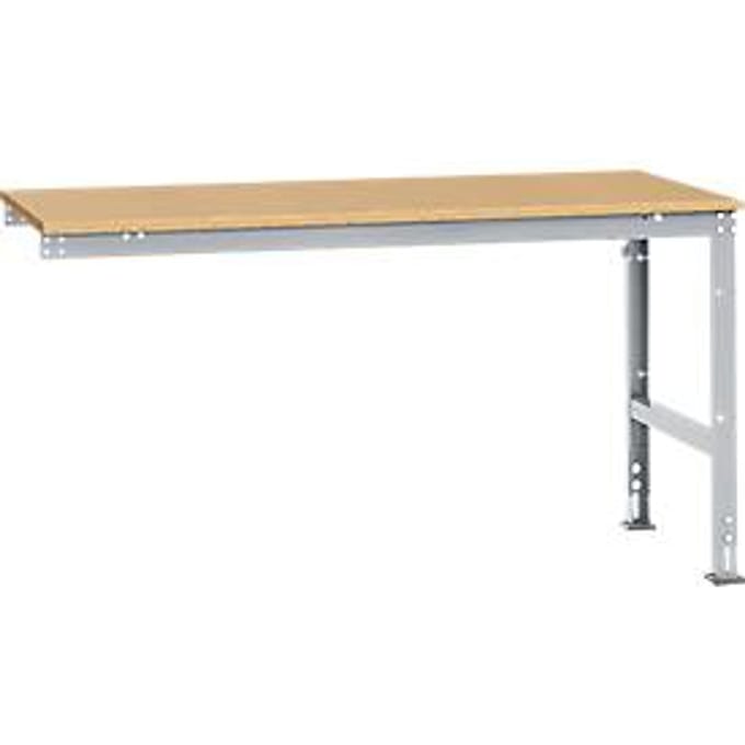 Manuflex aanbouwtafel UNIVERSAL Standaard, tafelblad multiplex, 1750 x 1000, aluminium zilver